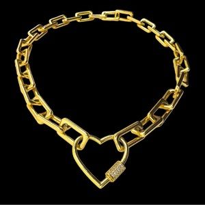 Gold plated heart necklace pendant valentine jewelry gold chain heart lock